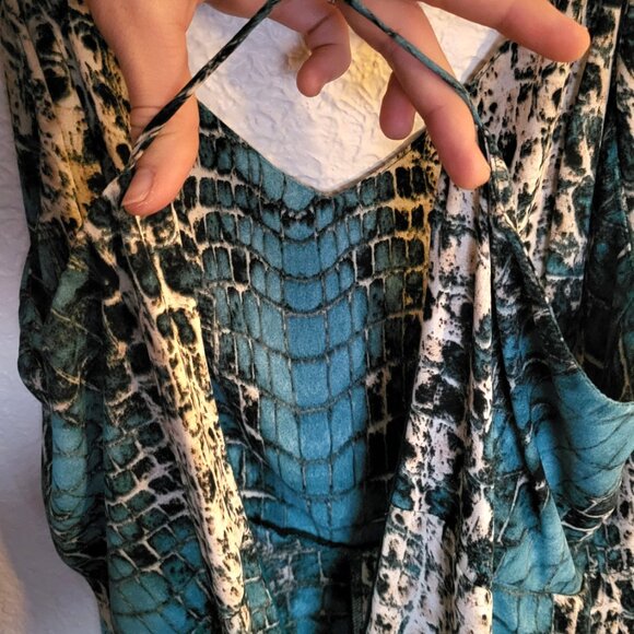Turquoise Snake Skin Print Jumpsuit - Picture 10 of 12